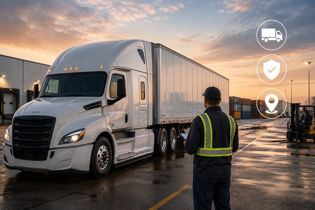 Truck driver at a logistics yard