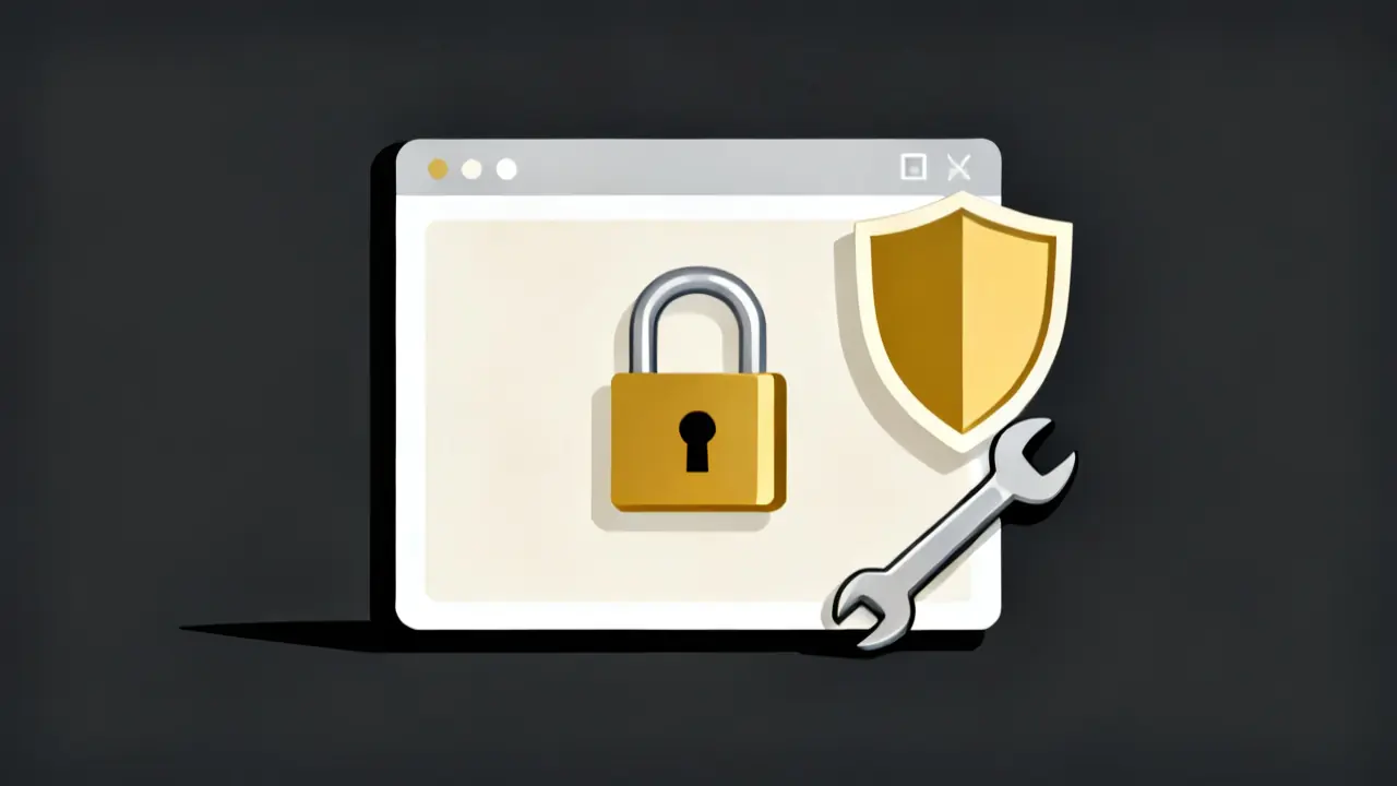 Illustration of a browser window with a padlock blocking a course, a case of scorm not working in chrome