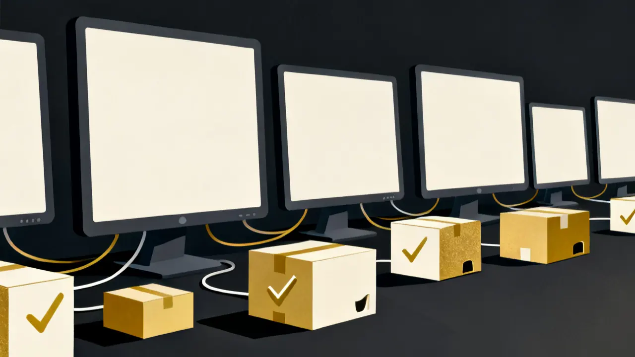 Illustration of LMS screens joined to different package boxes, showing which scorm versions each LMS can play